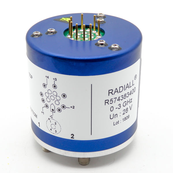 Radiall R574383400 28VDC 3GHz SP4T Solder Pin Coaxial Switch