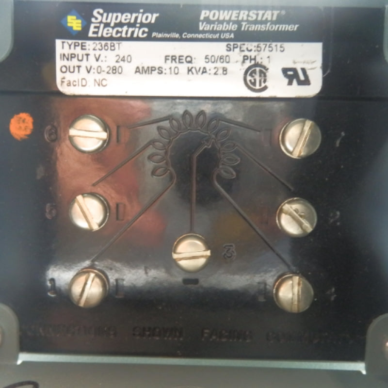 Superior Electric 236BT 0.28 V 10A Variable Transformer