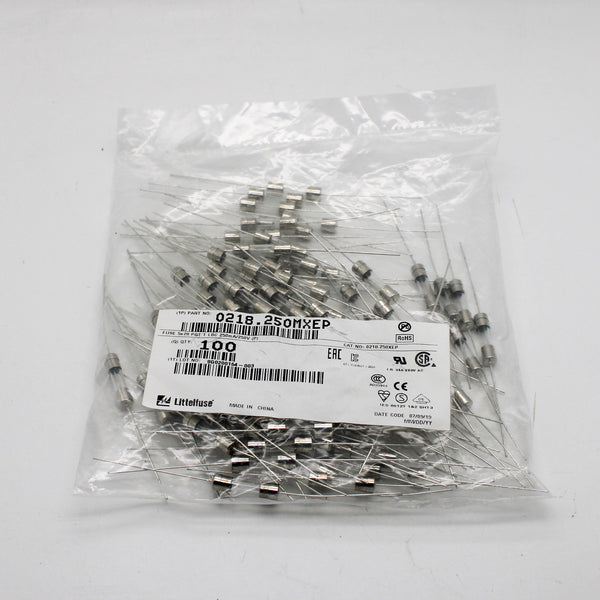 100 Pack of Littelfuse Inc. 0218.250MXEP250V Glass 5mm x 20mm Fuse Cartridge