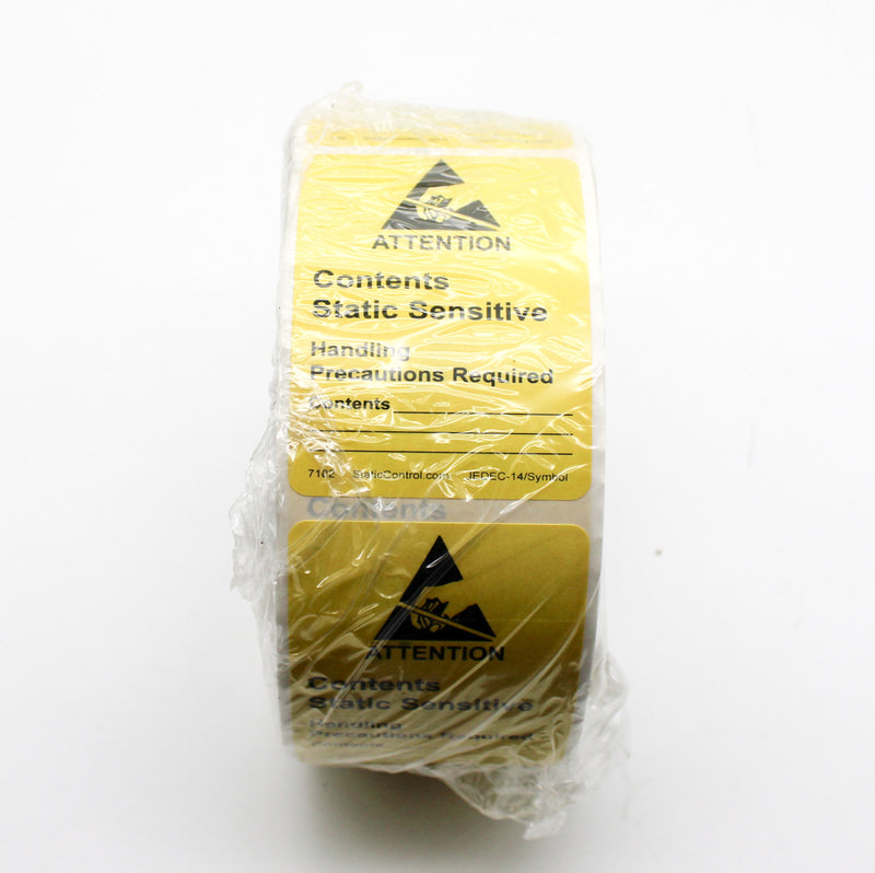 SCS 7102 Destructible Yellow with Black Type Room to Write Static Label Roll