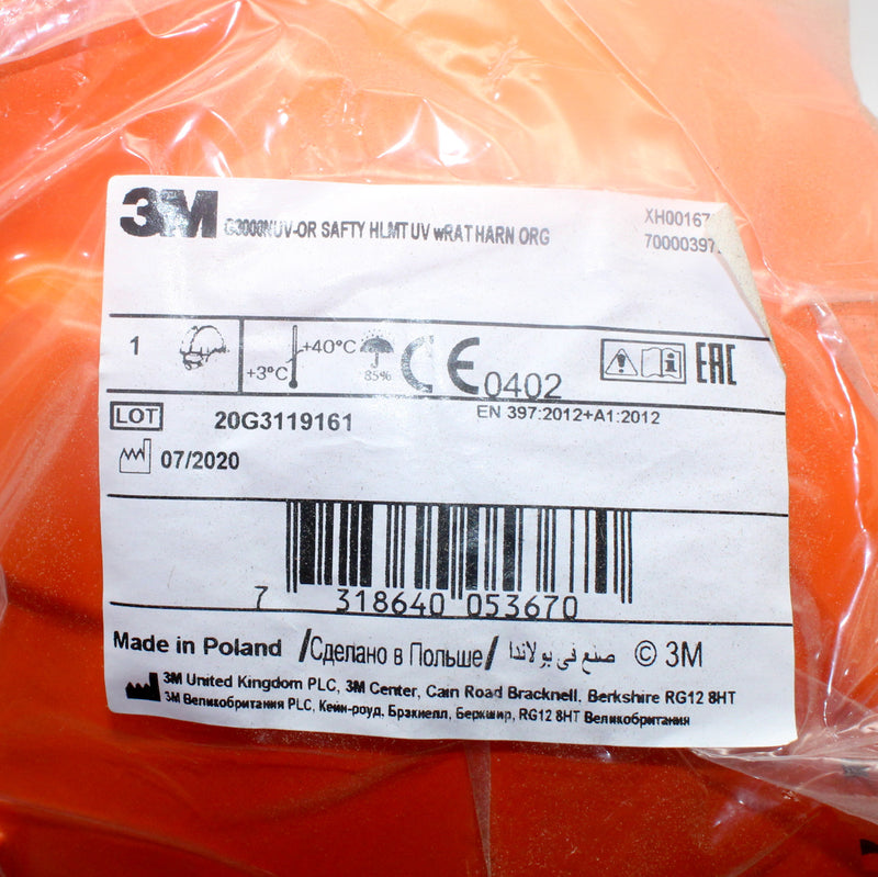 3M G3000 Series Orange Hard Hat w/ Uvicator G3001NUV-OR