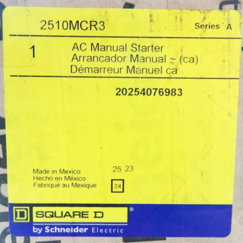 Square D 2510MCR3 3P 600VAC Manual Starter
