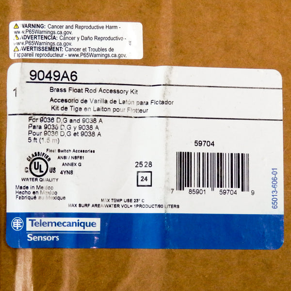 Telemecanique Sensors 9049A6 5 ft. Brass Float Rod Accessory Kit 9036 D G 9038 A