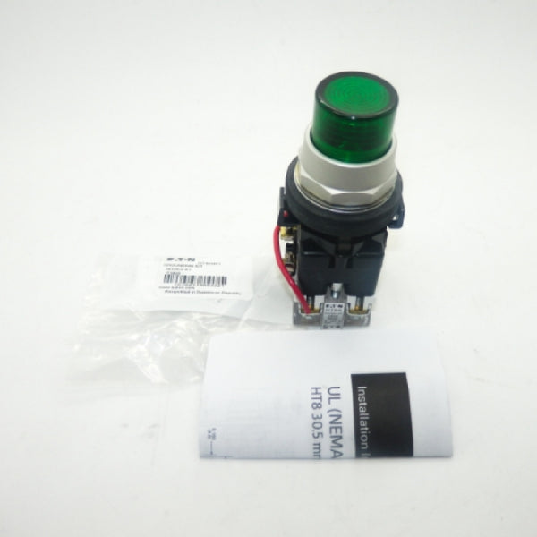 Eaton HT8GVGV7 HT800 Series Push-to-Start Green Illuminated Pushbutton