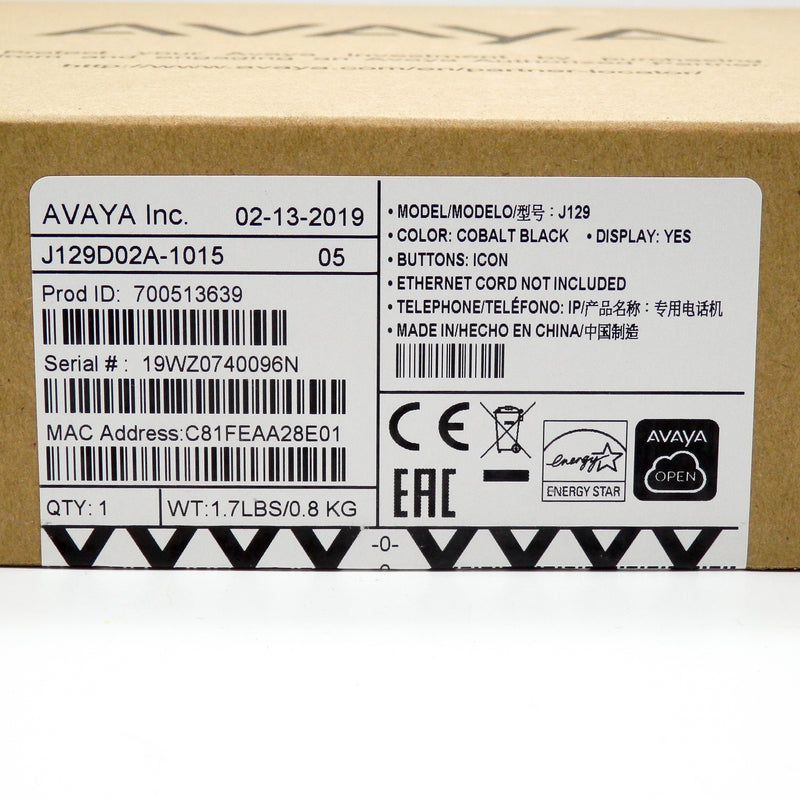 NEW SEALED Avaya J129 3PCC IP Phone J129D02A-1015 700513639