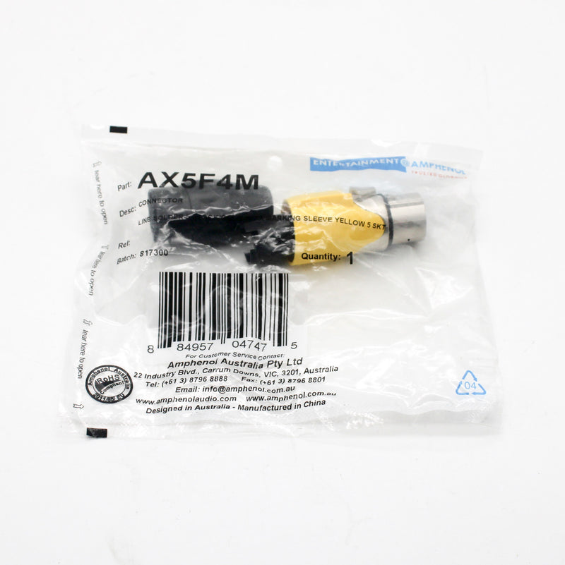 Amphenol AX5F4M 5 Pole Female Socket Yellow Mark Sleeve Connector Plug