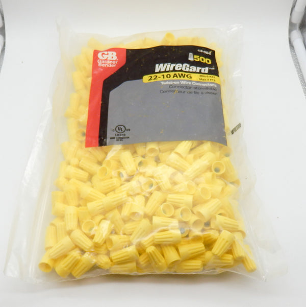 500 Pack of Gardner Bender 13-004 22-10AWG Yellow Wire Guard Cap