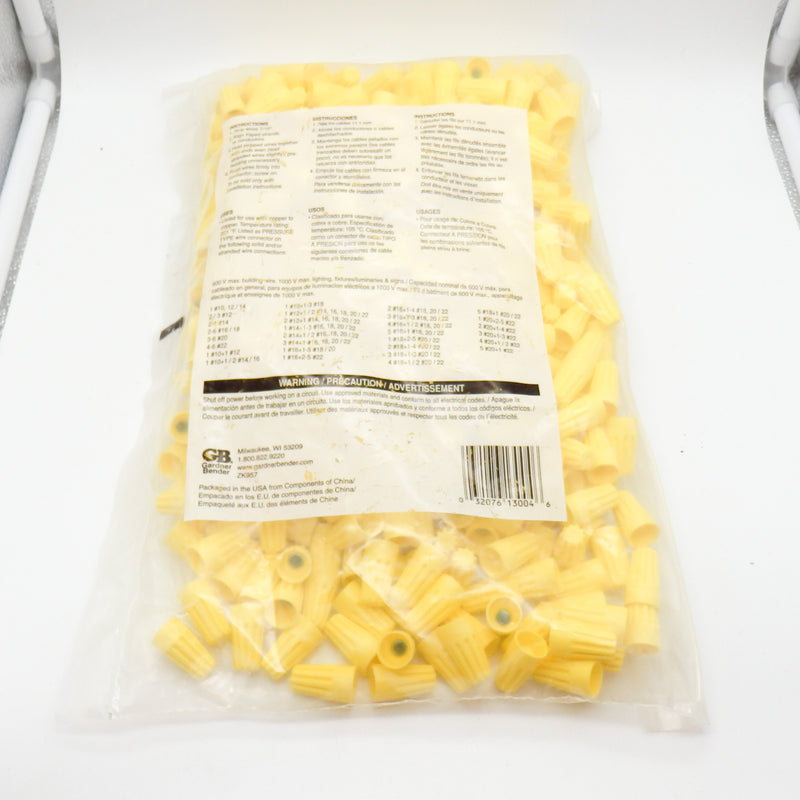 500 Pack of Gardner Bender 13-004 22-10AWG Yellow Wire Guard Cap