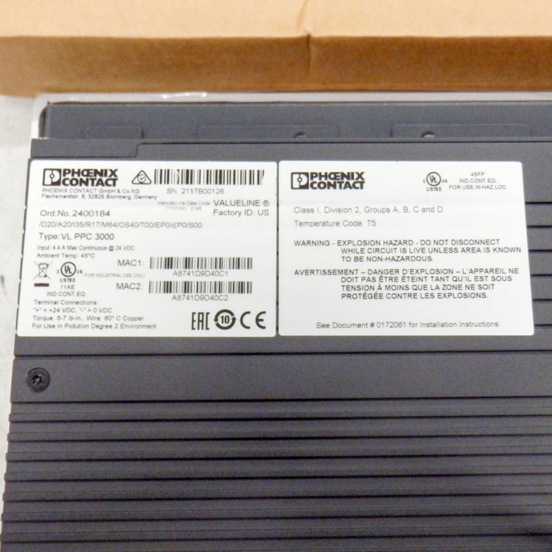 Phoenix Contact 2400184 Panel PC With Fanless Design and Intel Core