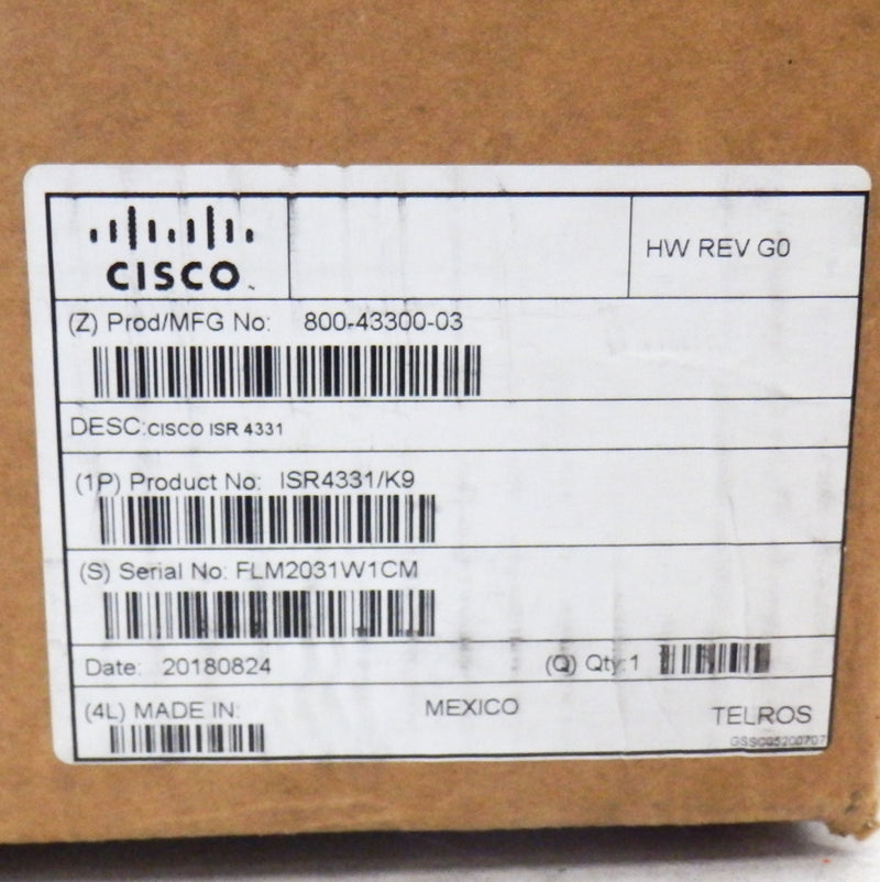 Cisco 800-43300-03 ISR4331/K9 Integrated Service Router