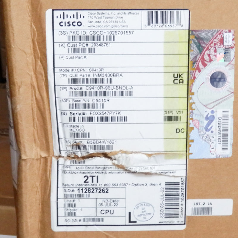 Cisco C9410R-96U-BNDL-A INM3400BRA Catalyst 9400 Series Switch