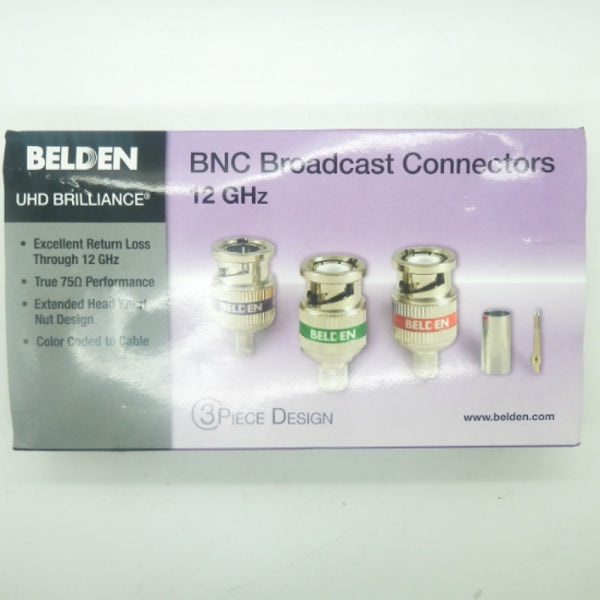 Box of 50 Belden 4505RBUHD3 12 GHz 3-Piece B50 BNC Crimp Connector