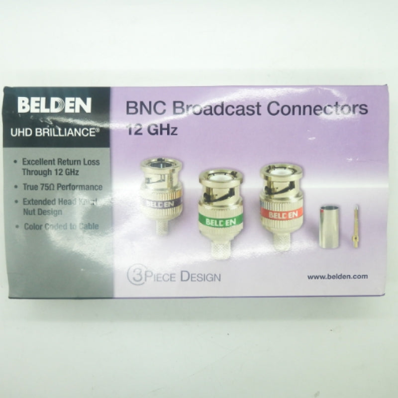 Box of 50 Belden 4505RBUHD3 12 GHz 3-Piece B50 BNC Crimp Connector