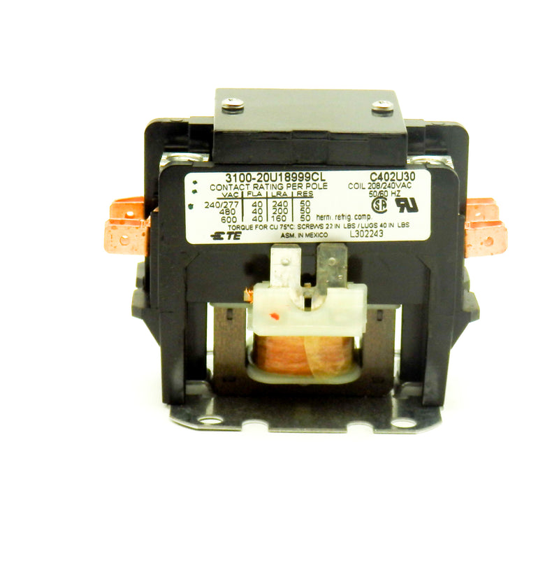 TE Connectivity 3100-20U18999CL DPST-NO 40A 240V Contactor Relay