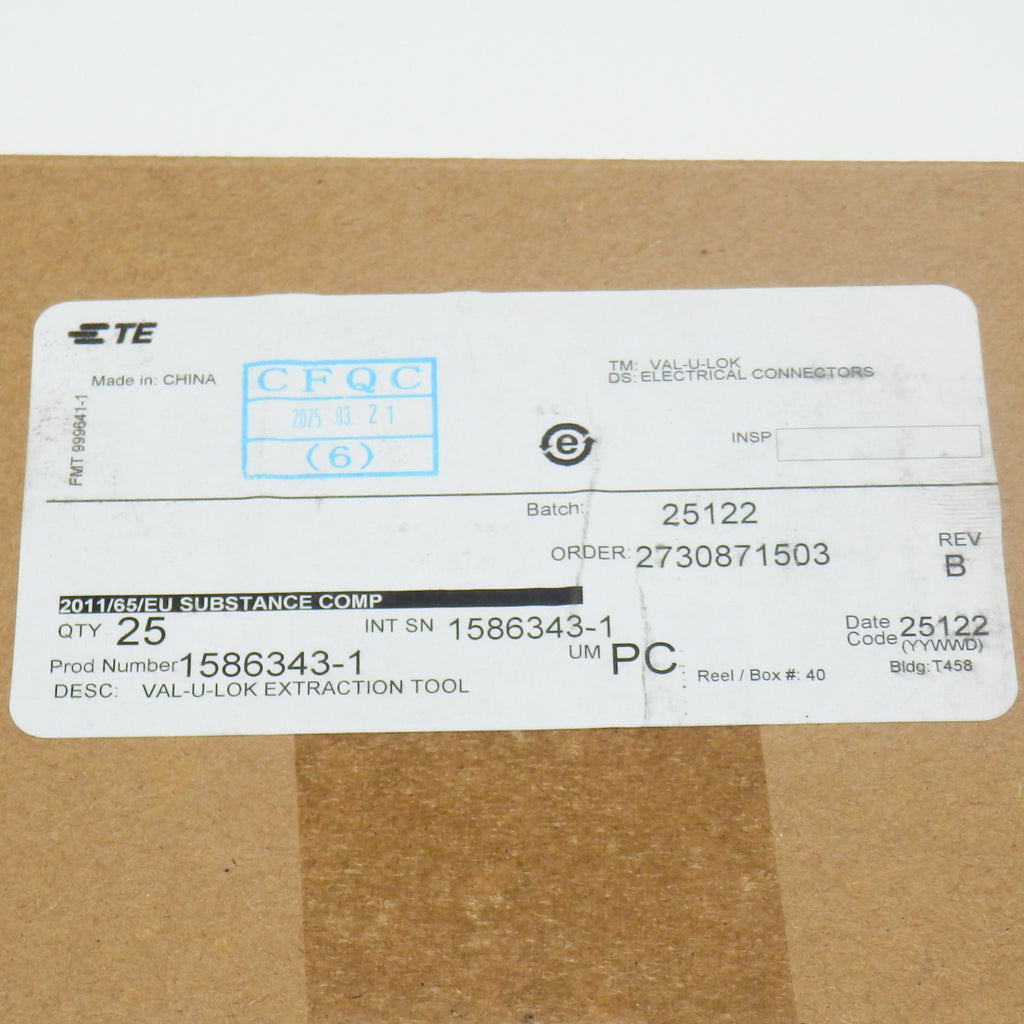 25 Pack of TE Connectivity 1586343-1 Extraction Tool For Rectangular C ...