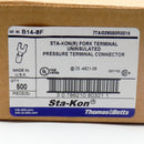 500 Pack of Sta-Kon by ABB B14-BF .93"L-.50"W 1/4" Hole 14-18AWG Ring Terminal