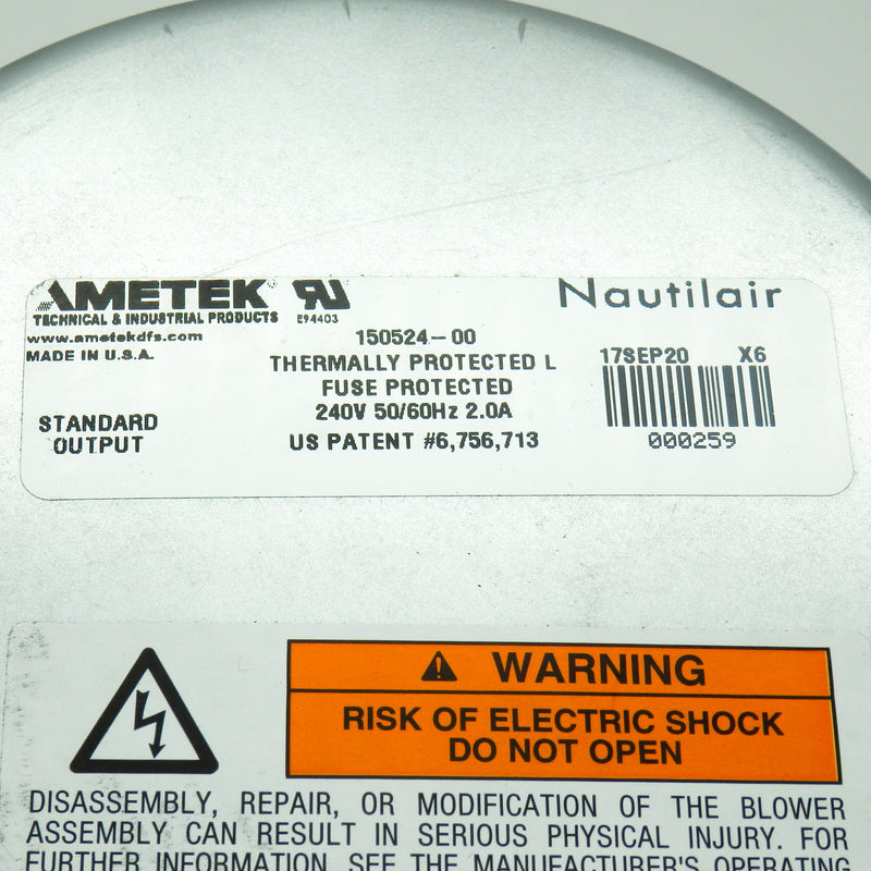 Amtek 150524-00 240V 7.6" Small Flange Closed Loop Blower