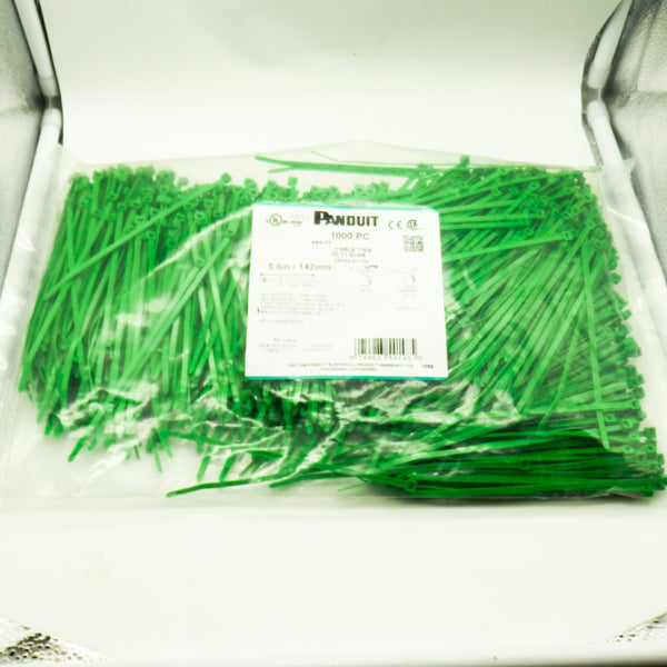 Pack of 1000 Panduit PLT1.5I-M5 5.6" Length Nylon Green Cable Ties