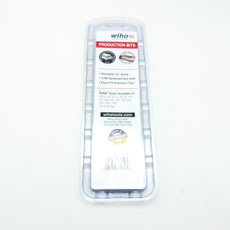 10 Pack of Wiha 71505 1/4" Torx Insert Bit Set T5 x 25mm