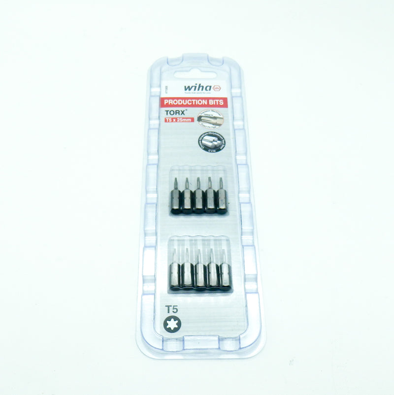 10 Pack of Wiha 71505 1/4" Torx Insert Bit Set T5 x 25mm