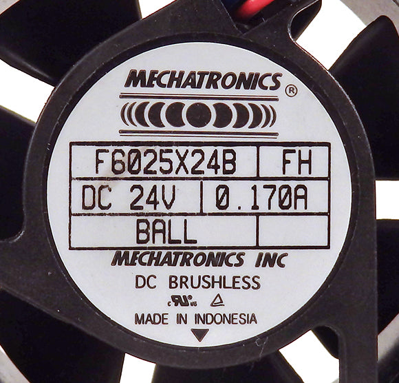 Mechatronics 24VDC 60x60x25mm 28CFM 5800RPM Brushless Fan F6025X24B