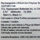 TCL Hyperpower 3.7V 3600mAh Rechargable Tablet Battery Pack 1ICP3/81/148
