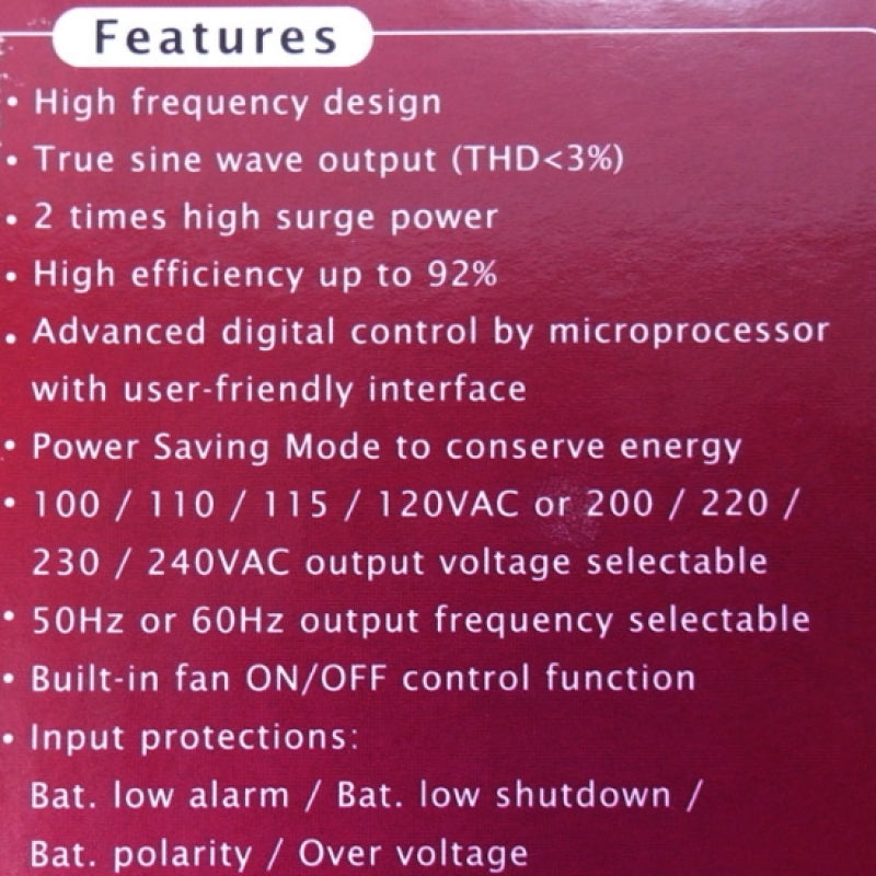 Mean Well 1500W True Sine Wave DC-AC Inverter with Solar Charger TN-1500-112F