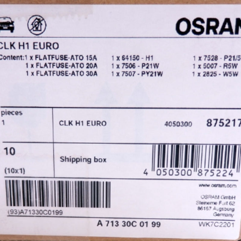 Osram 12V 55W H1 Spare Lamp Kit For Cars CLK H1 EURO