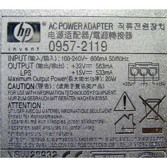 HP 0957-2119 AC Adapter for DeskJet / OfficeJet Printer