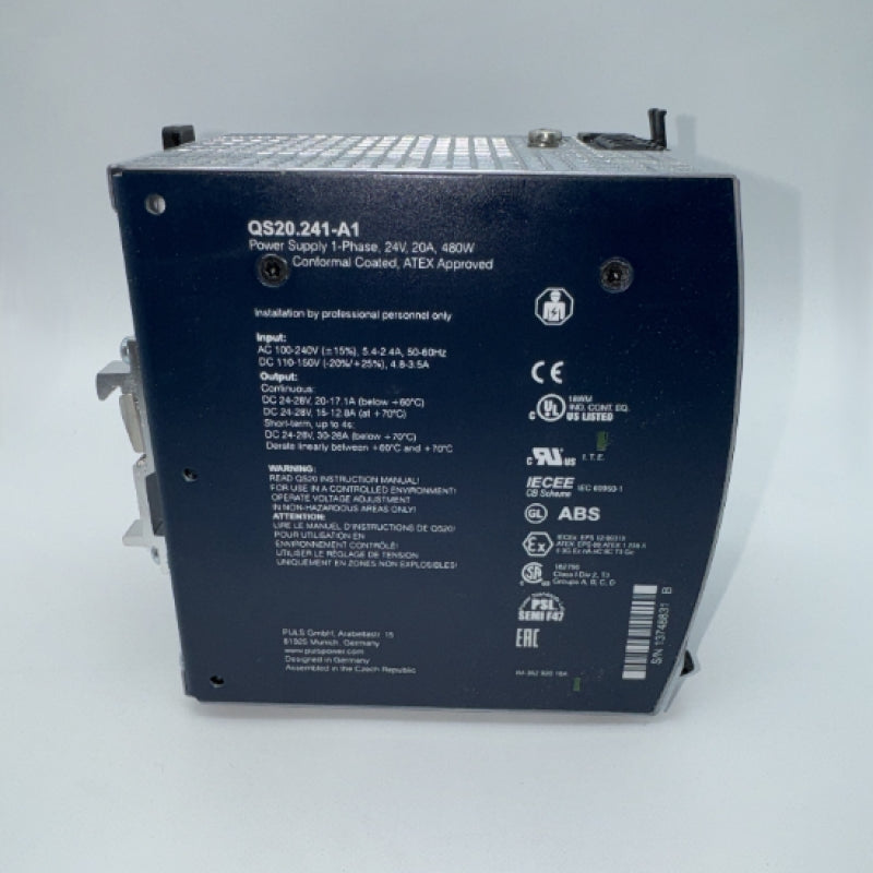 PULS 1-Phase 24V 20A DIN-Rail Power Supply QS20.241-A1