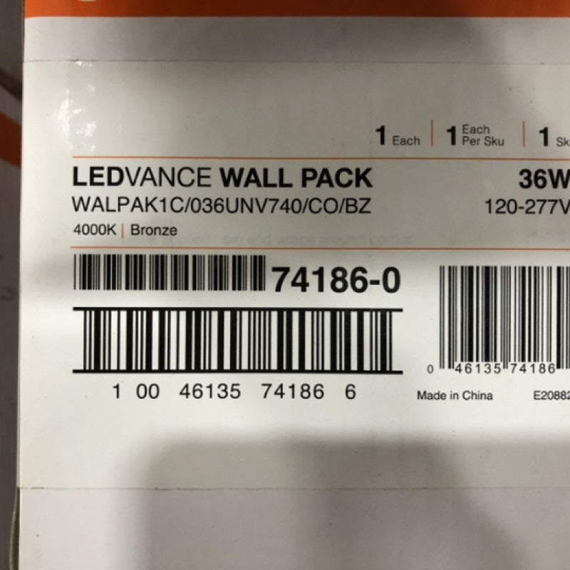 Sylvania LEDVANCE 36W 4000K Bronze LED Wall Pack Light Fixture 74186-0