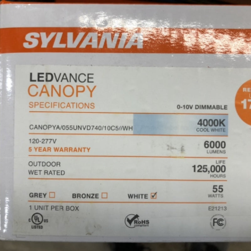 Sylvania LEDVANCE 10" Square 55W LED Canopy Fixture 74172-0