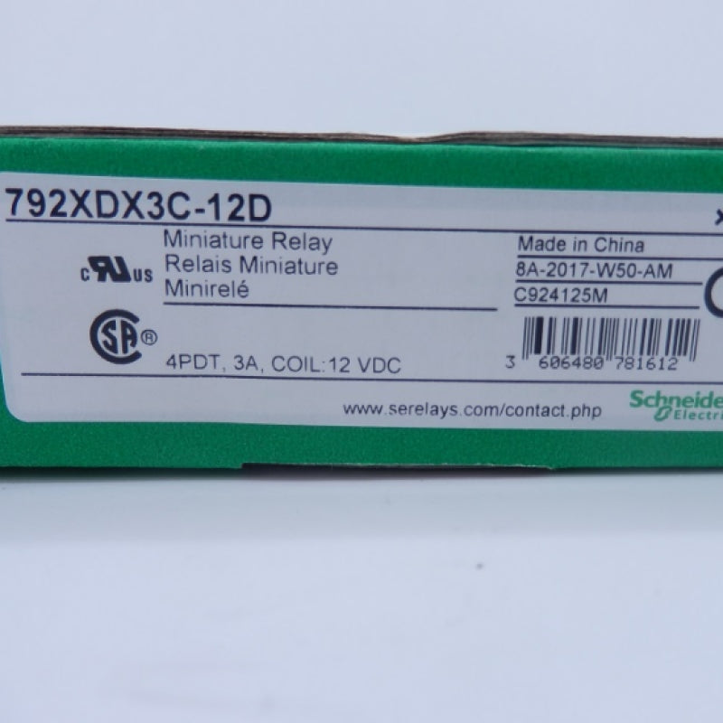 Schneider Electric 792 Control Series 12VDC 4PDT Miniature Relay 792XDX3C-12D