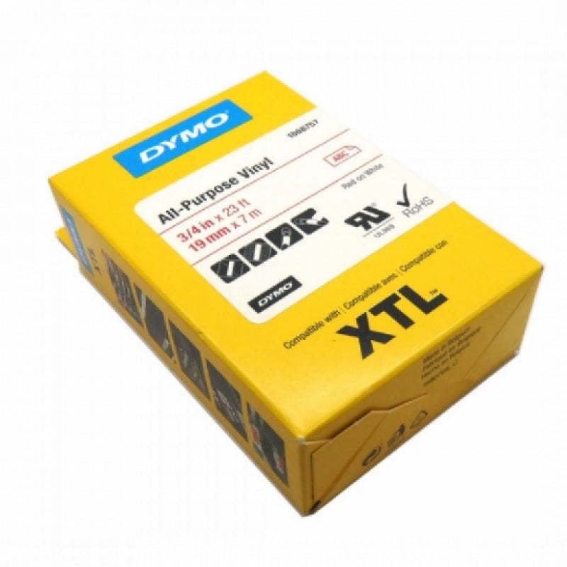 4 Pack of Dymo XTL 3/4" All-Purpose Vinyl Red On White Labels 1868757