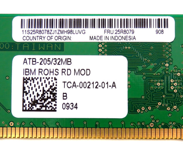 IBM BladeCenter HS21 ServeRaid 8K-I ATB-205 32MB Memory Module FRU: 25R8079