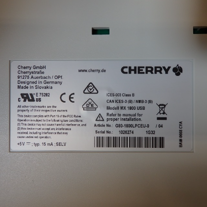 Cherry Compact 104 Key USB/PS2 MX Gold Keyswitch Gray Keyboard G80-1800LPCEU-0