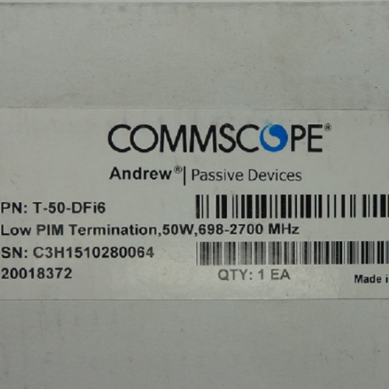 CommScope T-50-DFi6 Low PIM Termination 50W Load 698-2700 MHz 7-16DF