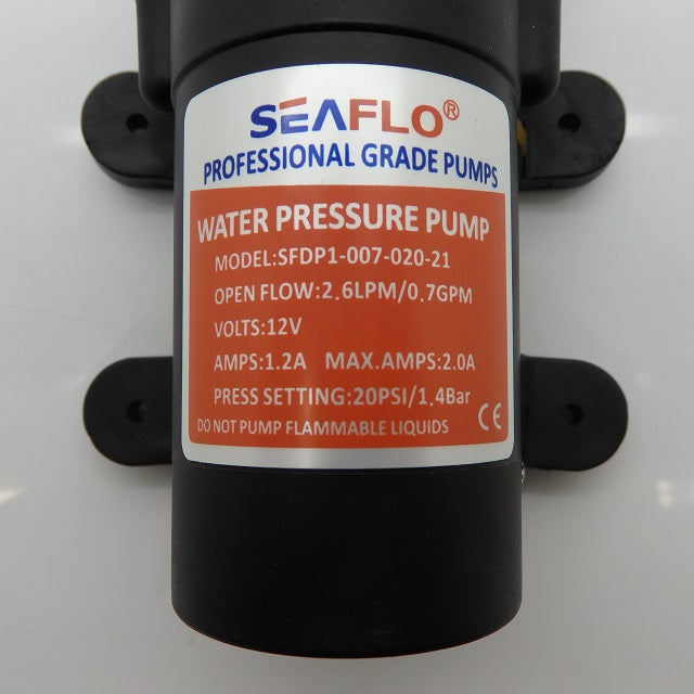 SEAFLO 2.6LPM 0.7GPM 12V 1.2A 20PSI Water Pressure Pump SFDP1-007-020-21