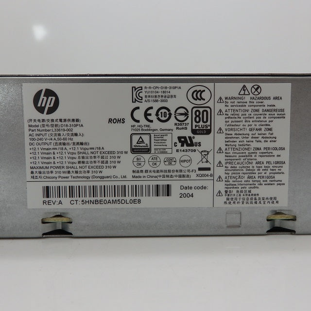 HP 310W Desktop  Power Supply Model: D18-310P1A Part Number: L33619-002