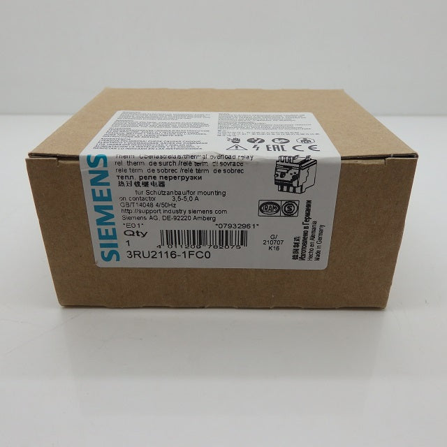 Siemens SIRIUS 3RU Series 3.5-5.0A Thermal Overload Relay 3RU2116-1FC0