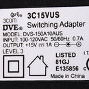 DVE 3COM Office Connect 15V Power Supply 3C15VUS DVS-150A10AUS
