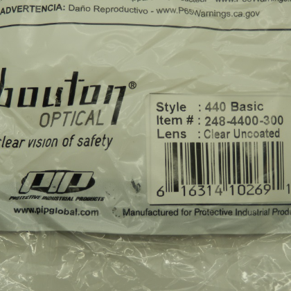 Bouton Optical 440 Basic Series Clear Lens Safety Goggles 248-4400-300