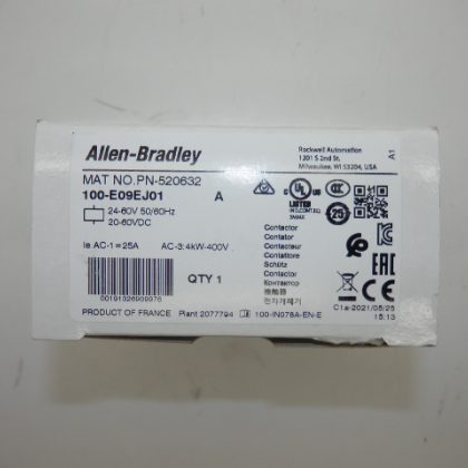 Allen-Bradley IP20 20V Contactor 100-E09EJ01