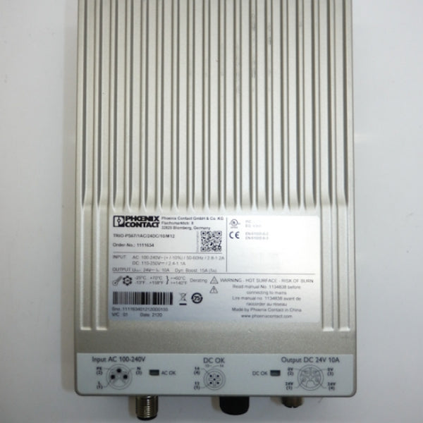 Phoenix Contact Primary Switched Power Supply TRIO-PS67/1AC/24DC/10/M12 1111634
