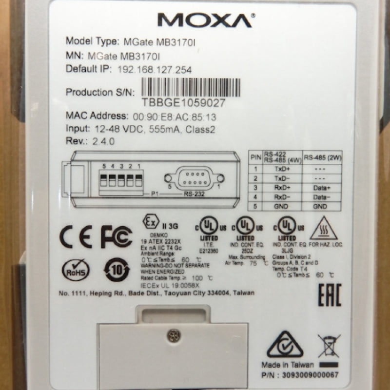 Moxa 2-Port Advanced Serial-to-Ethernet Modbus Gateways MGATE MB3170I