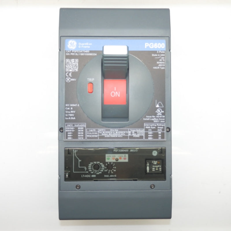 GE GuardEon PG600 G Frame 3-Pole Circuit Breaker PGFE3AT0400 – Primelec