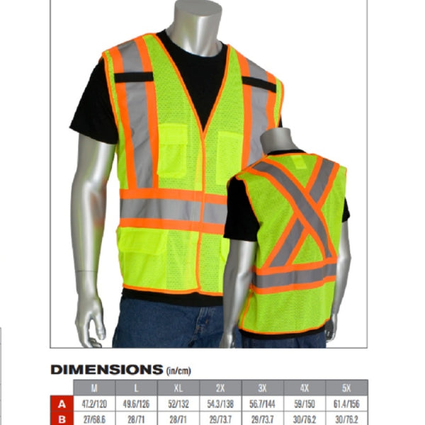 Protective Industrial Products Two Tone Z96 Mesh Breakaway Vest 302-0211-OR/4X
