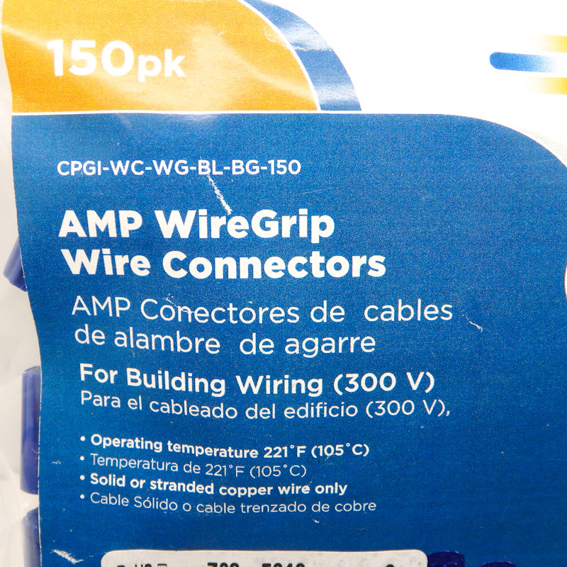150 Pack of TE Connectivity Blue WireGrip Wire Connectors CPGI-WC-WG-BL-BG-150