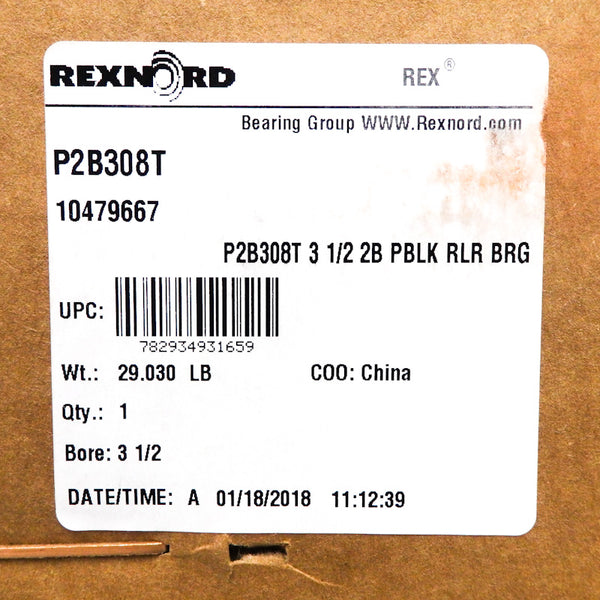 Rexnord Solid-housed Pillow Blocks PT Select Spherical Roller Bearings P2B308T