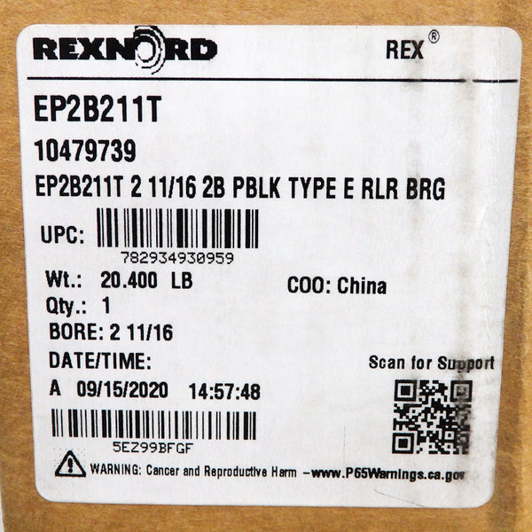 Rexnord Solid-housed Pillow Blocks PT Select Spherical Roller Bearing EP2B211T